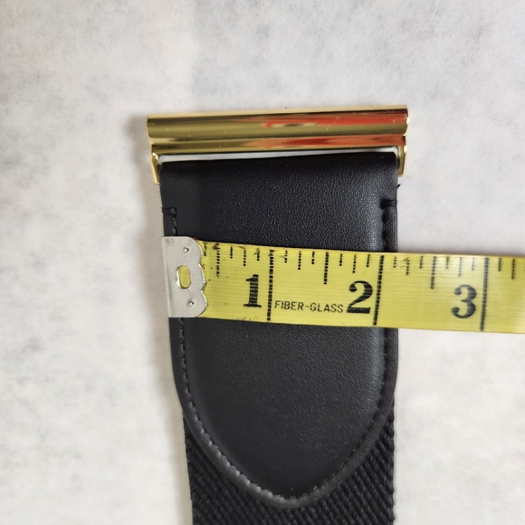 Size M Belt Interlock Stretch Belt Vegan leather Black Gold color RALPH LAUREN - Picture 10 of 13